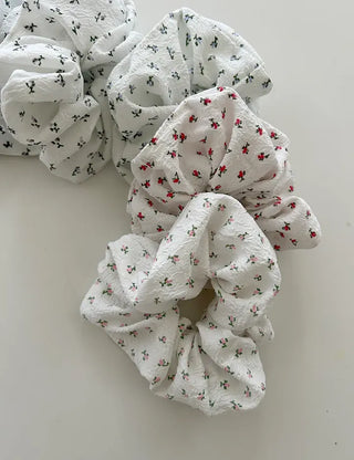 White flower scrunchie hair tie flower spring scrunchie