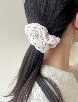 White flower scrunchie hair tie flower spring scrunchie