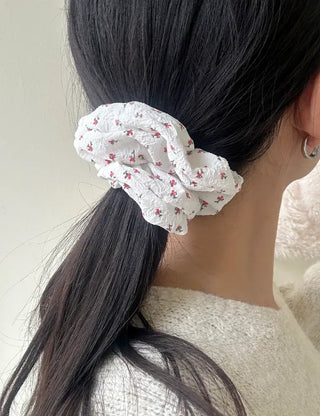 White flower scrunchie hair tie flower spring scrunchie