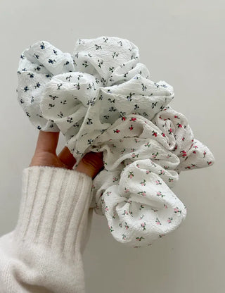 White flower scrunchie hair tie flower spring scrunchie
