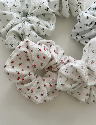 White flower scrunchie hair tie flower spring scrunchie