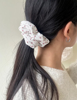 White flower scrunchie hair tie flower spring scrunchie