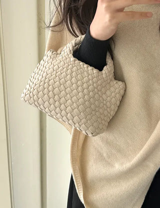 Leather Weaving Tote Bag Mini Crossbody Bag Chain