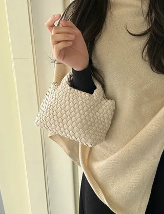 Leather Weaving Tote Bag Mini Crossbody Bag Chain
