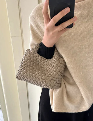 Leather Weaving Tote Bag Mini Crossbody Bag Chain