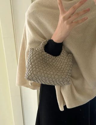 Leather Weaving Tote Bag Mini Crossbody Bag Chain