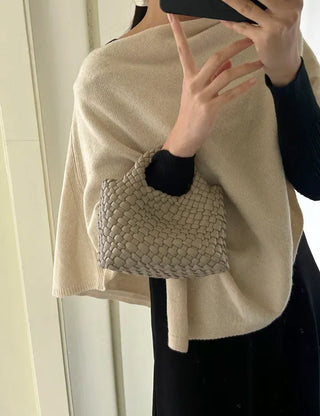 Leather Weaving Tote Bag Mini Crossbody Bag Chain