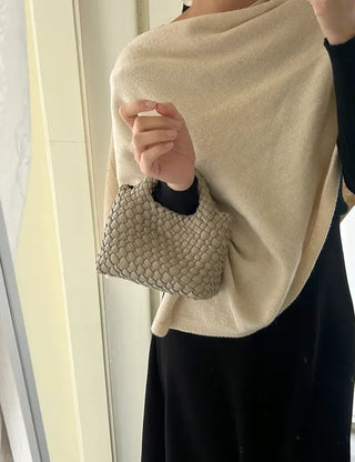 Leather Weaving Tote Bag Mini Crossbody Bag Chain
