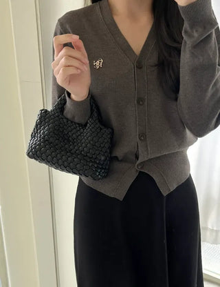 Leather Weaving Tote Bag Mini Crossbody Bag Chain