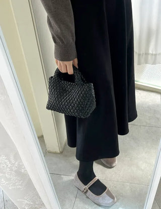 Leather Weaving Tote Bag Mini Crossbody Bag Chain