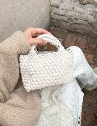 Leather Weaving Tote Bag Mini Crossbody Bag Chain