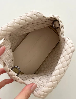 Leather Weaving Tote Bag Mini Crossbody Bag Chain