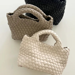 Leather Weaving Tote Bag Mini Crossbody Bag Chain