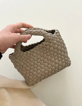 Leather Weaving Tote Bag Mini Crossbody Bag Chain