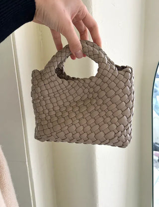 Leather Weaving Tote Bag Mini Crossbody Bag Chain