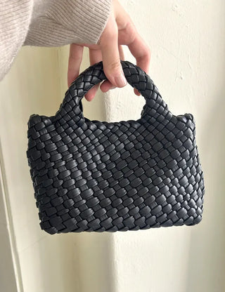 Leather Weaving Tote Bag Mini Crossbody Bag Chain