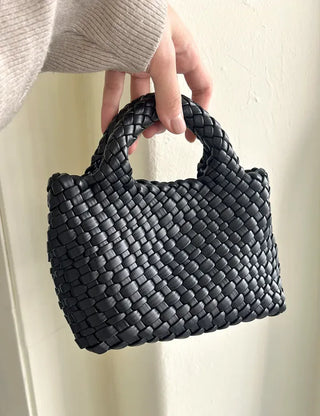 Leather Weaving Tote Bag Mini Crossbody Bag Chain