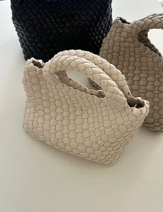Leather Weaving Tote Bag Mini Crossbody Bag Chain