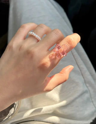 Tinted Flower Fashion Ring Acrylic Spring Flower Transparent