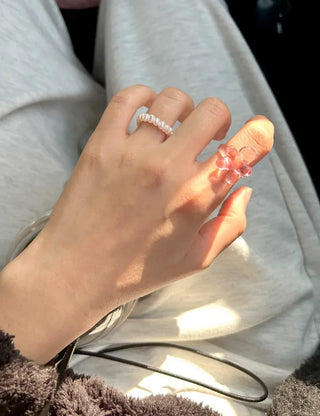 Tinted Flower Fashion Ring Acrylic Spring Flower Transparent