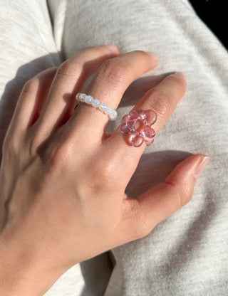 Tinted Flower Fashion Ring Acrylic Spring Flower Transparent