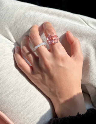 Tinted Flower Fashion Ring Acrylic Spring Flower Transparent