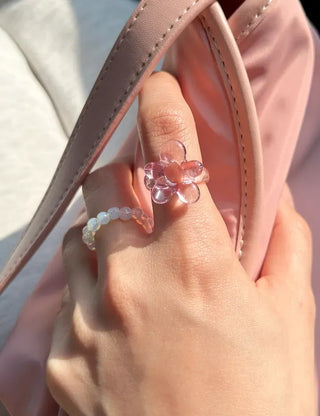 Tinted Flower Fashion Ring Acrylic Spring Flower Transparent