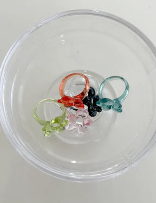 Tinted Flower Fashion Ring Acrylic Spring Flower Transparent