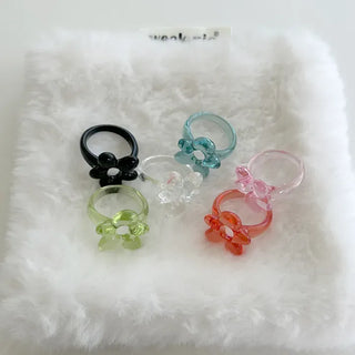Tinted Flower Fashion Ring Acrylic Spring Flower Transparent