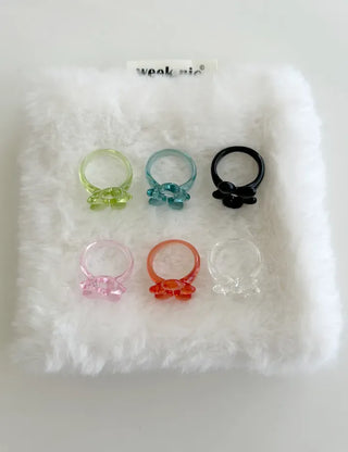 Tinted Flower Fashion Ring Acrylic Spring Flower Transparent
