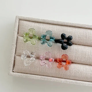 Tinted Flower Fashion Ring Acrylic Spring Flower Transparent