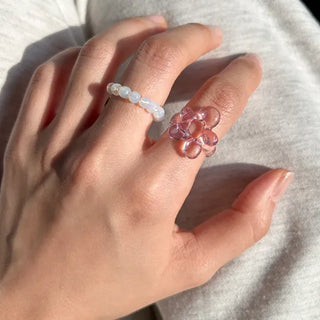 Tinted Flower Fashion Ring Acrylic Spring Flower Transparent