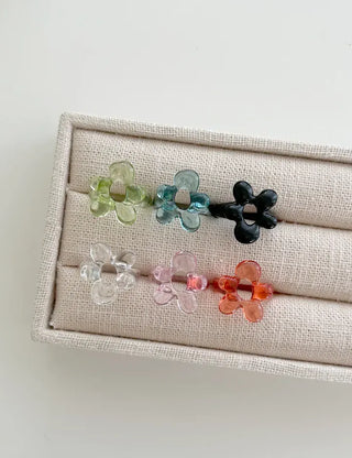 Tinted Flower Fashion Ring Acrylic Spring Flower Transparent