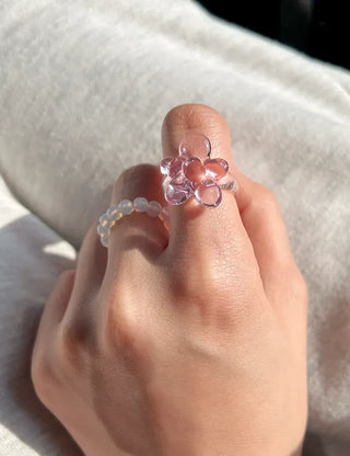 Tinted Flower Fashion Ring Acrylic Spring Flower Transparent