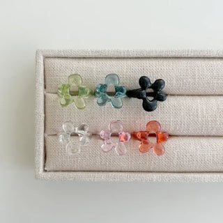 Tinted Flower Fashion Ring Acrylic Spring Flower Transparent