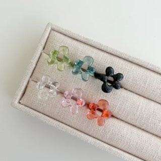 Tinted Flower Fashion Ring Acrylic Spring Flower Transparent