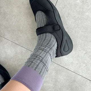 Eyelet knee socks, color-blocked knee stockings, summer socks