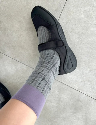 Eyelet knee socks, color-blocked knee stockings, summer socks