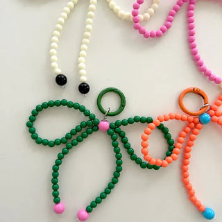 Vivid Ribbon Keyring Bead Bag Keyholder