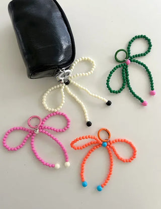 Vivid Ribbon Keyring Bead Bag Keyholder