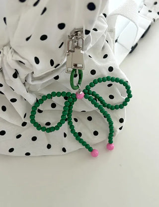 Vivid Ribbon Keyring Bead Bag Keyholder