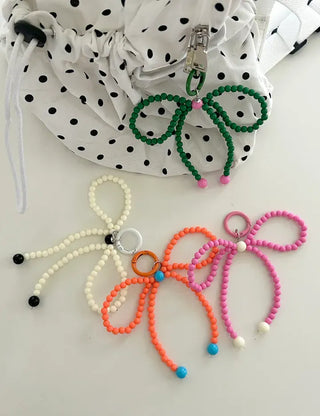 Vivid Ribbon Keyring Bead Bag Keyholder