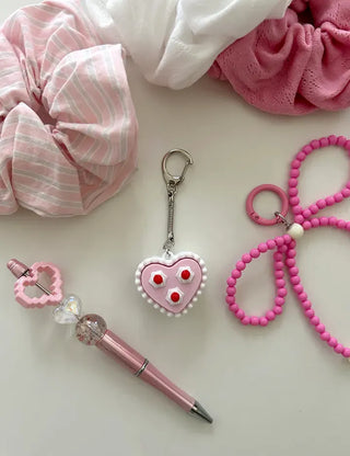 Vivid Ribbon Keyring Bead Bag Keyholder