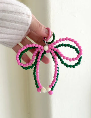 Vivid Ribbon Keyring Bead Bag Keyholder