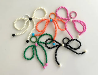 Vivid Ribbon Keyring Bead Bag Keyholder