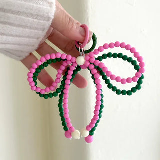 Vivid Ribbon Keyring Bead Bag Keyholder