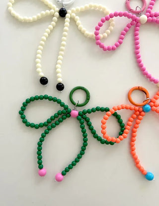 Vivid Ribbon Keyring Bead Bag Keyholder