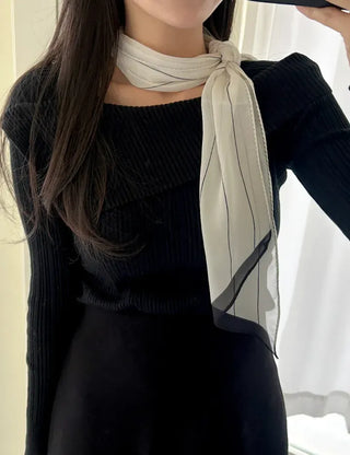 Striped long scarf muffler silk cotton summer