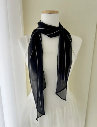 Striped long scarf muffler silk cotton summer