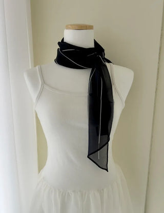 Striped long scarf muffler silk cotton summer